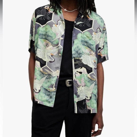 AllSaints Naga Print Camp Shirt
Color: Pearl Grey - Picture 2 of 13